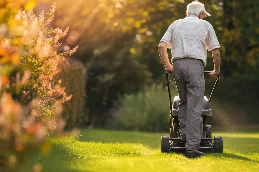 green electric lawn mower