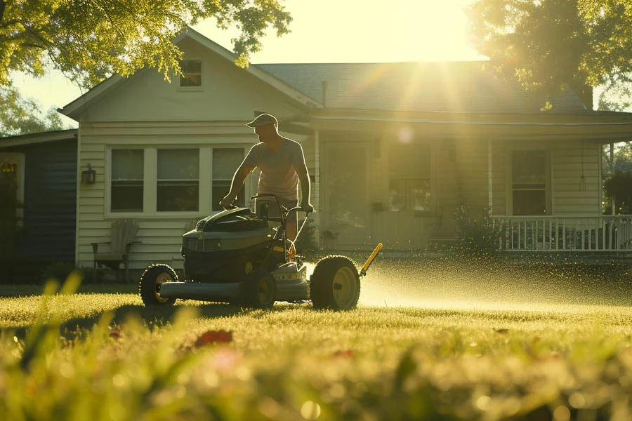 green electric lawn mower